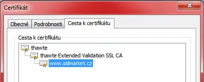 Chain duveryhodneho SSL certifikatu