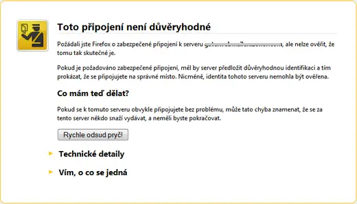nedůvěryhodný SSL certifikát
