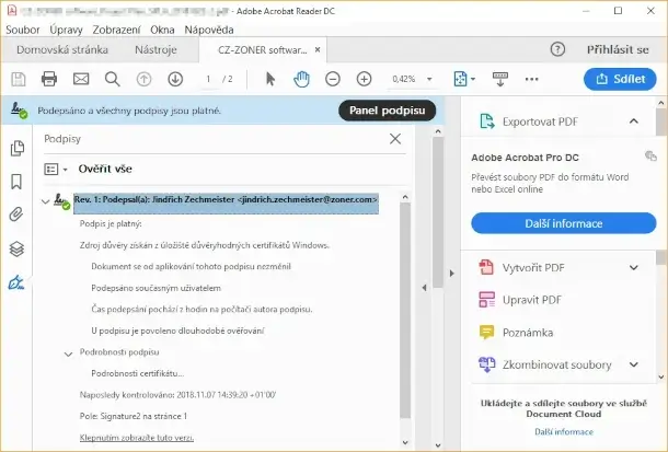 Podpis v Adobe Reader