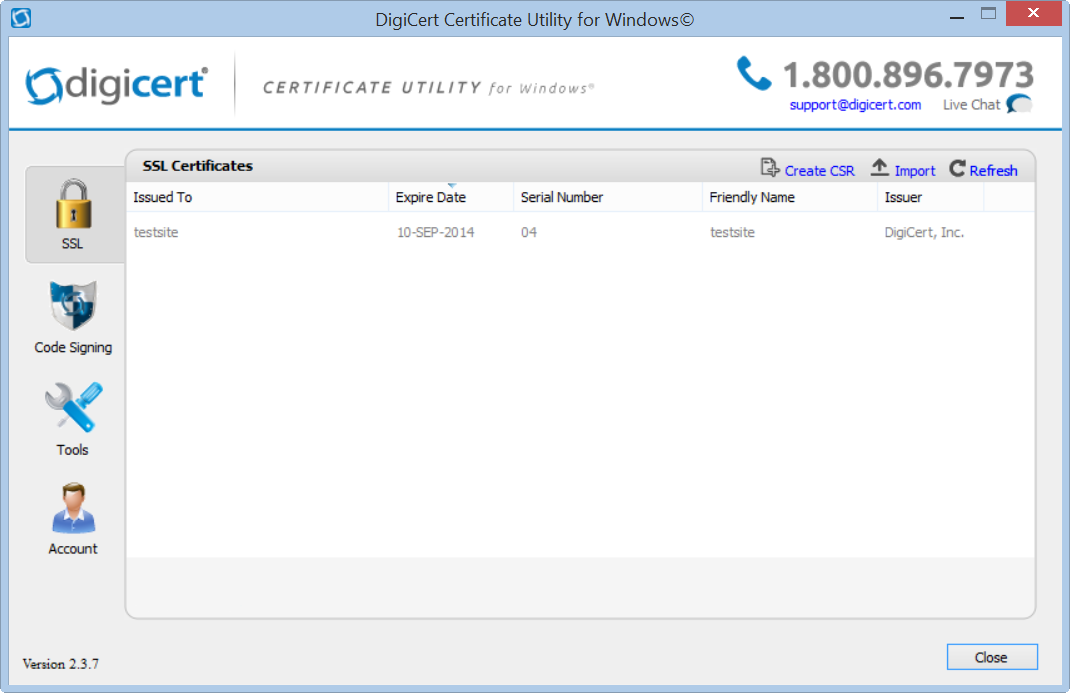 DigiCert Certificate Utility for Windows