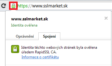 Zobrazení detailu certifikátu v Chrome