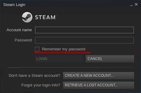 Možnost uložení hesla ve Steamu