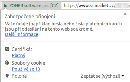 Chrome 60 - detail SSL certifikátu je zpět