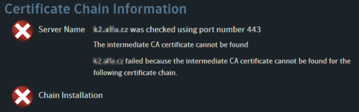 Nekompletní Chain certifikátu