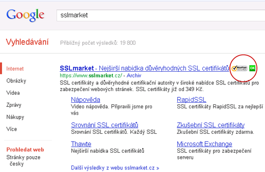 Symantec seal-in-search