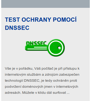 úspěšný Test ochrany pomocí DNSSEC