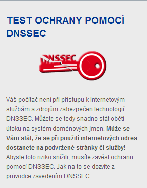 test ochrany pomocí DNSSEC
