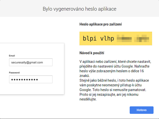Google 2FA - vygenerování hesla aplikace