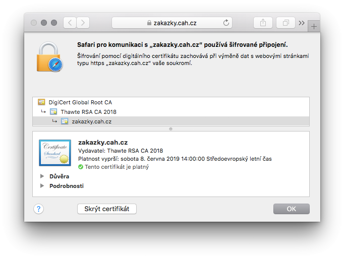 Zobrazení certifikátu GeoTrust QuickSSL Premium v adresním řádku prohlížeče Zobrazení certifikátu GeoTrust QuickSSL Premium v adresním řádku prohlížeče