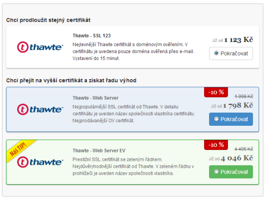 Zvýhodněný upgrade SSL certifikátu