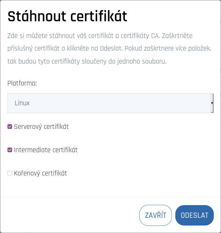 Možnosti stažení certifikáty