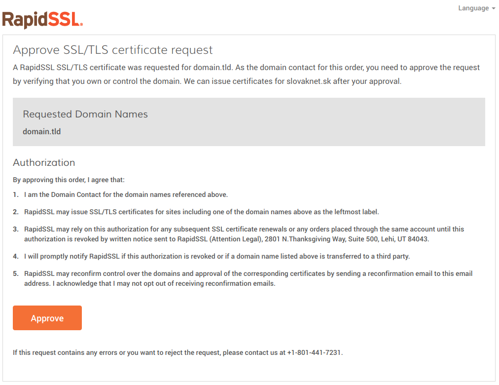 Zobrazení webové stránky pro potvrzení ověření SSL/TLS certifikátu (GeoTrust)