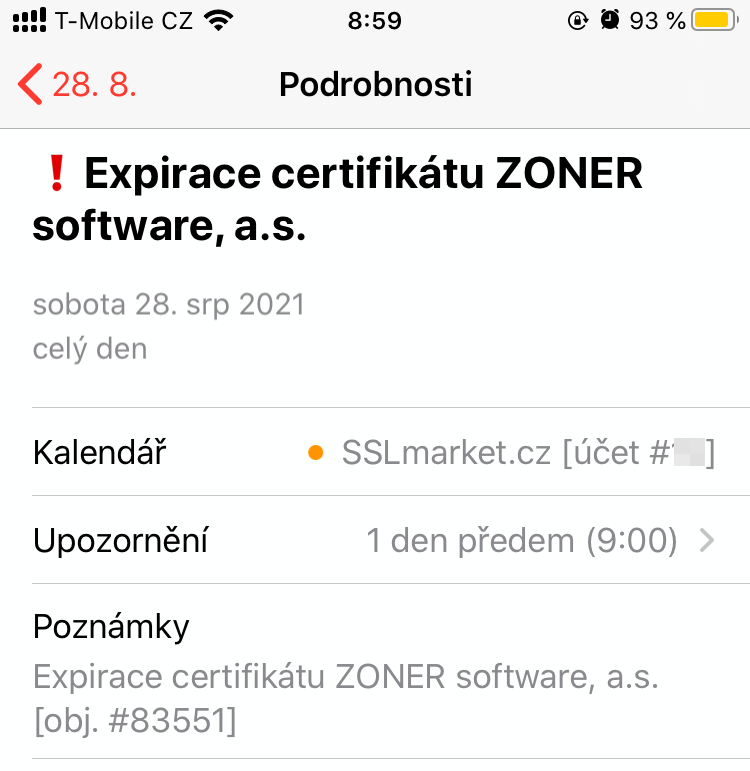 Kalendář v iPhone