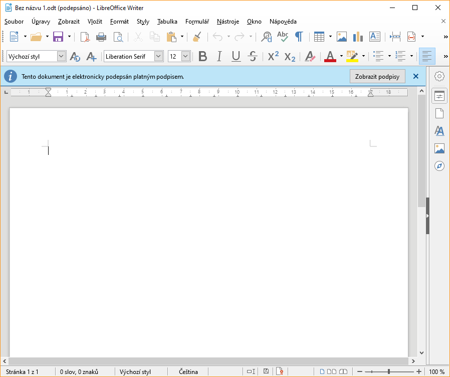 Podpis v Open/LibreOffice